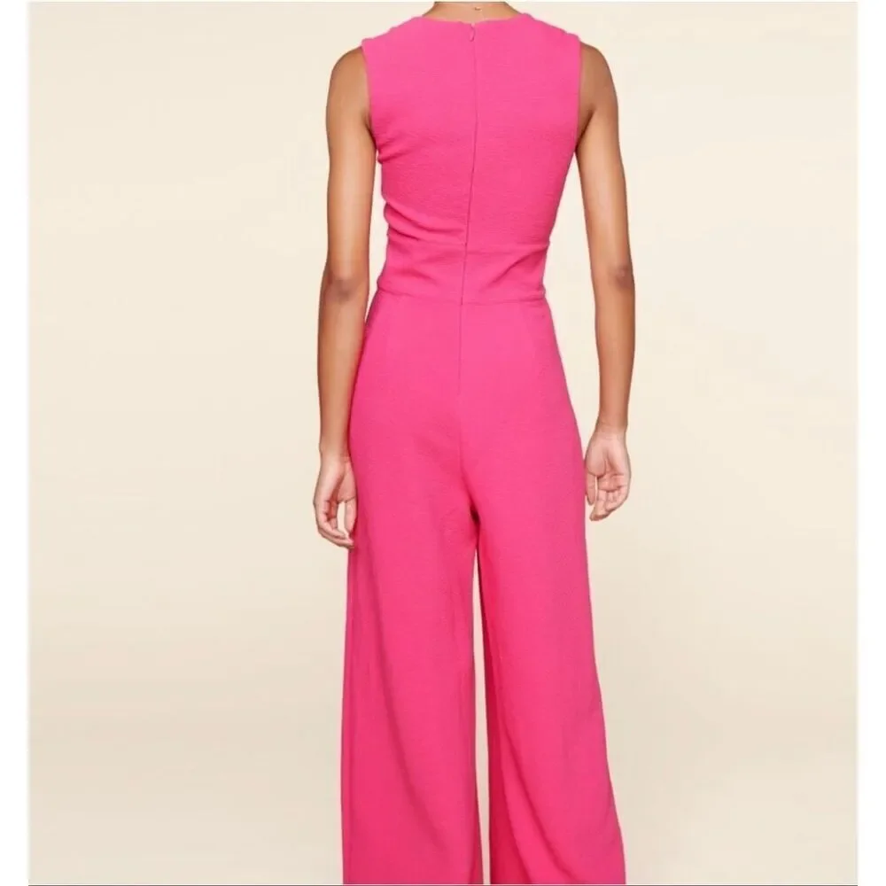 Sugar Lips Jumpsuit Wide Leg Size Small Hot Pink Fitted Trendy Spring - Picture 2 of 9